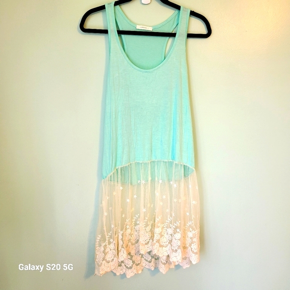 Reborn J razor back tank top with lace size Small color Mint - Picture 1 of 5